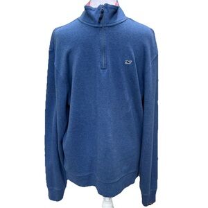 Vineyard Vines Performance 1/4 Zip Blue‎ Sweater Pullover Men Medium Pima Cotton